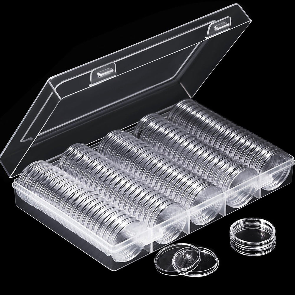 100Pcs 30mm Coin Capsules with EVA Foam Inserts for Coin Collection