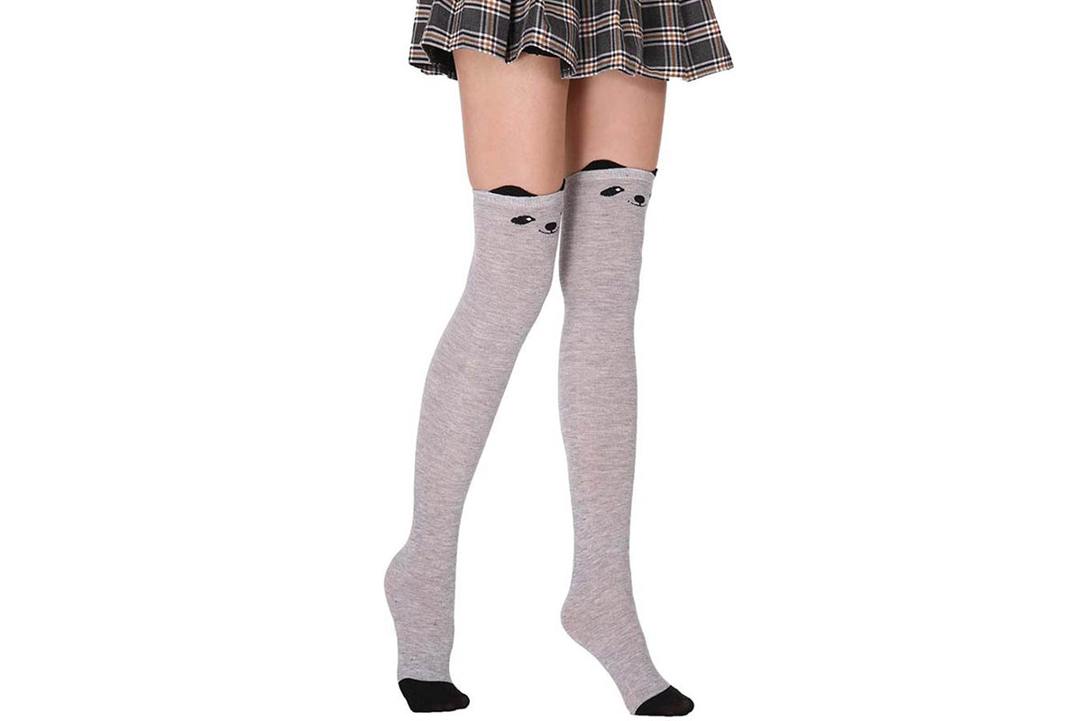 Women Lady Thigh High Stockings Warm Over Knee Socks Cat Design Long Socks