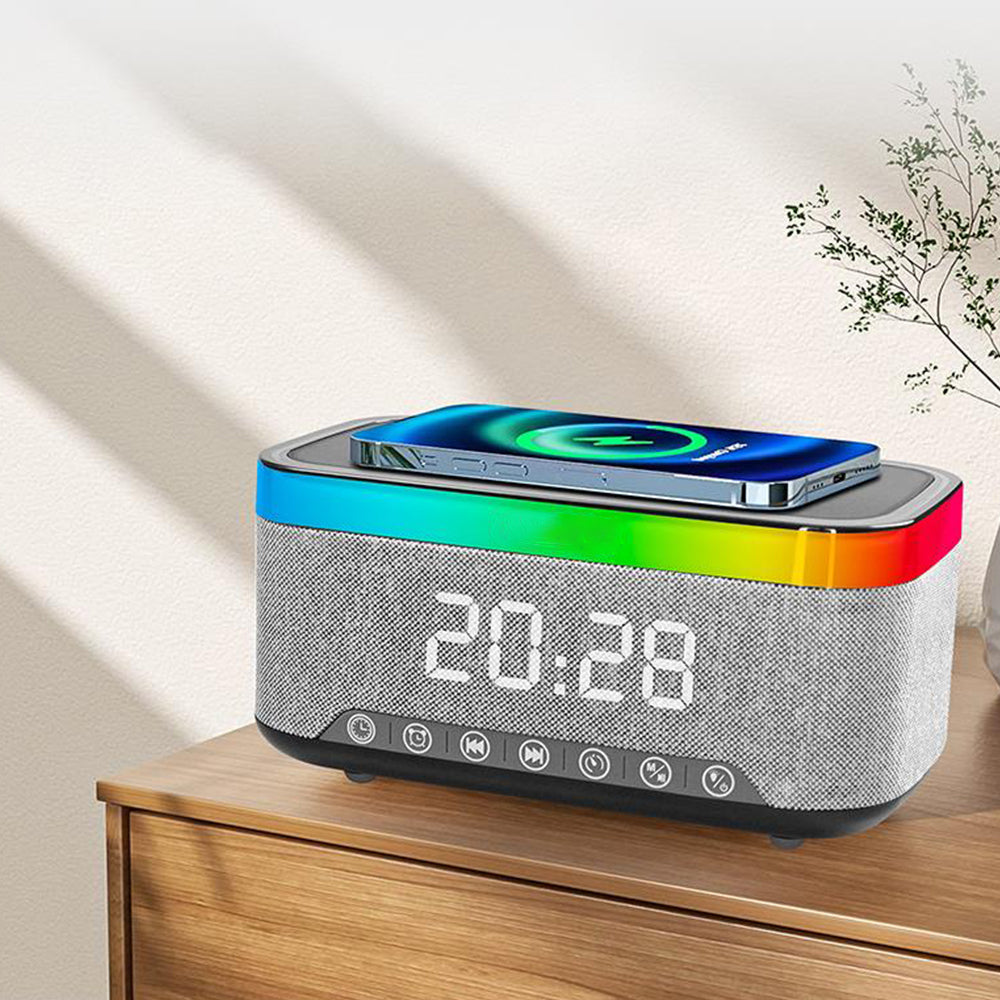 Wireless Phone Charger Bluetooth Speaker Smart Alarm Clock Radio