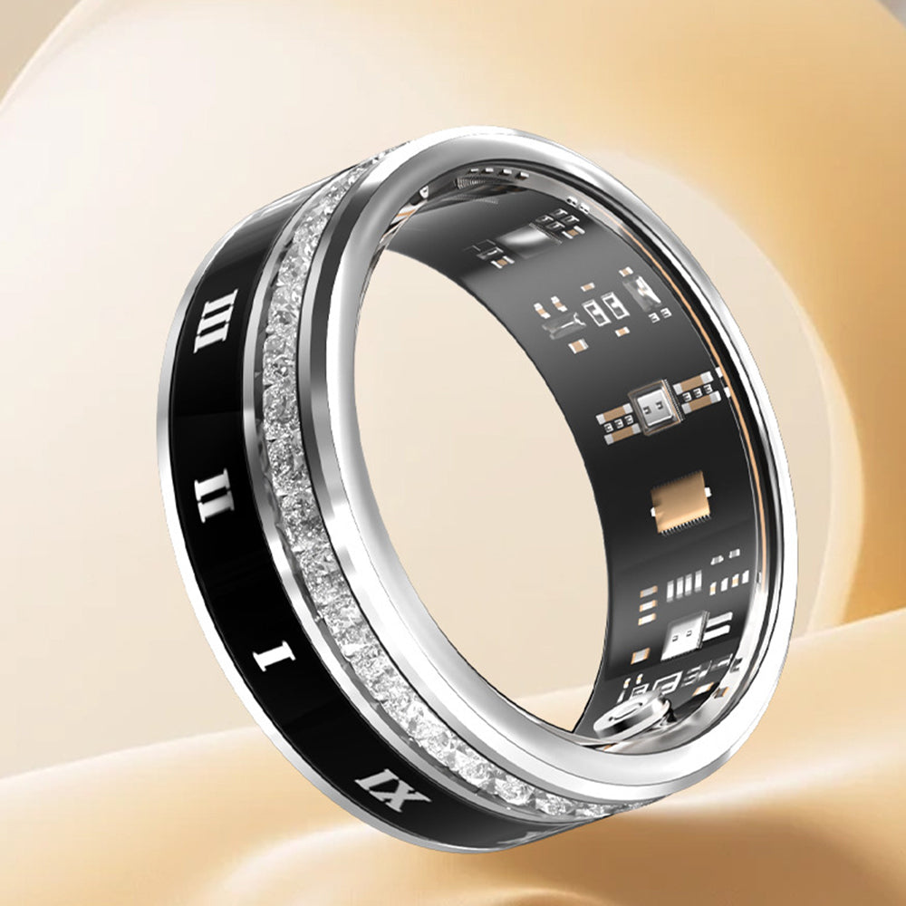 Smart Fitness Ring Health Rings Fitness Tracker Ring with Heart Rate Sleep Monitoring-Silver
