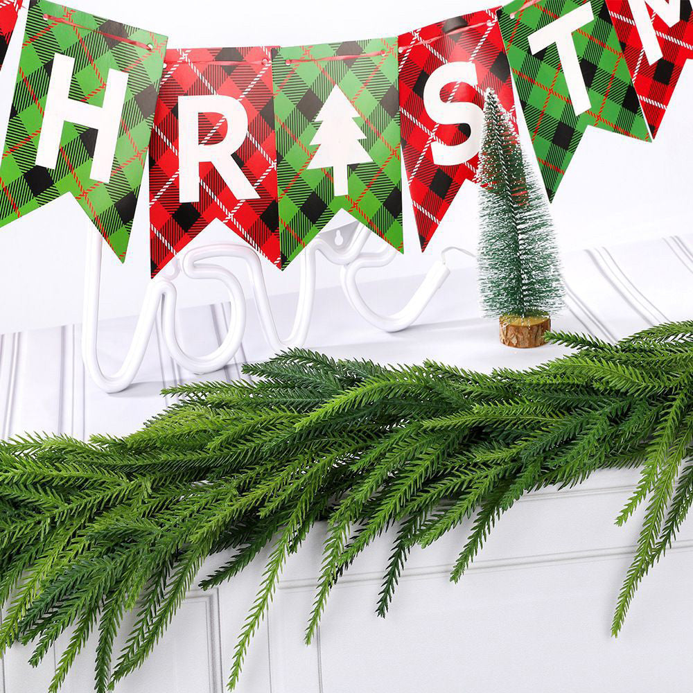 Christmas Norfolk Pine Garland Rattan Greenery Garland for Home Fireplace Decor
