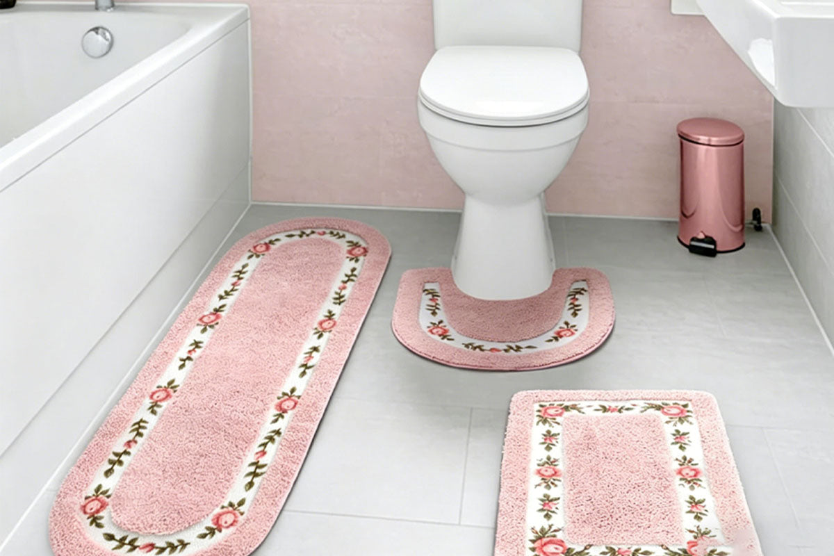 4Pcs Shaggy Mat Set Plush Bathroom Floor Mats Toilet Mat