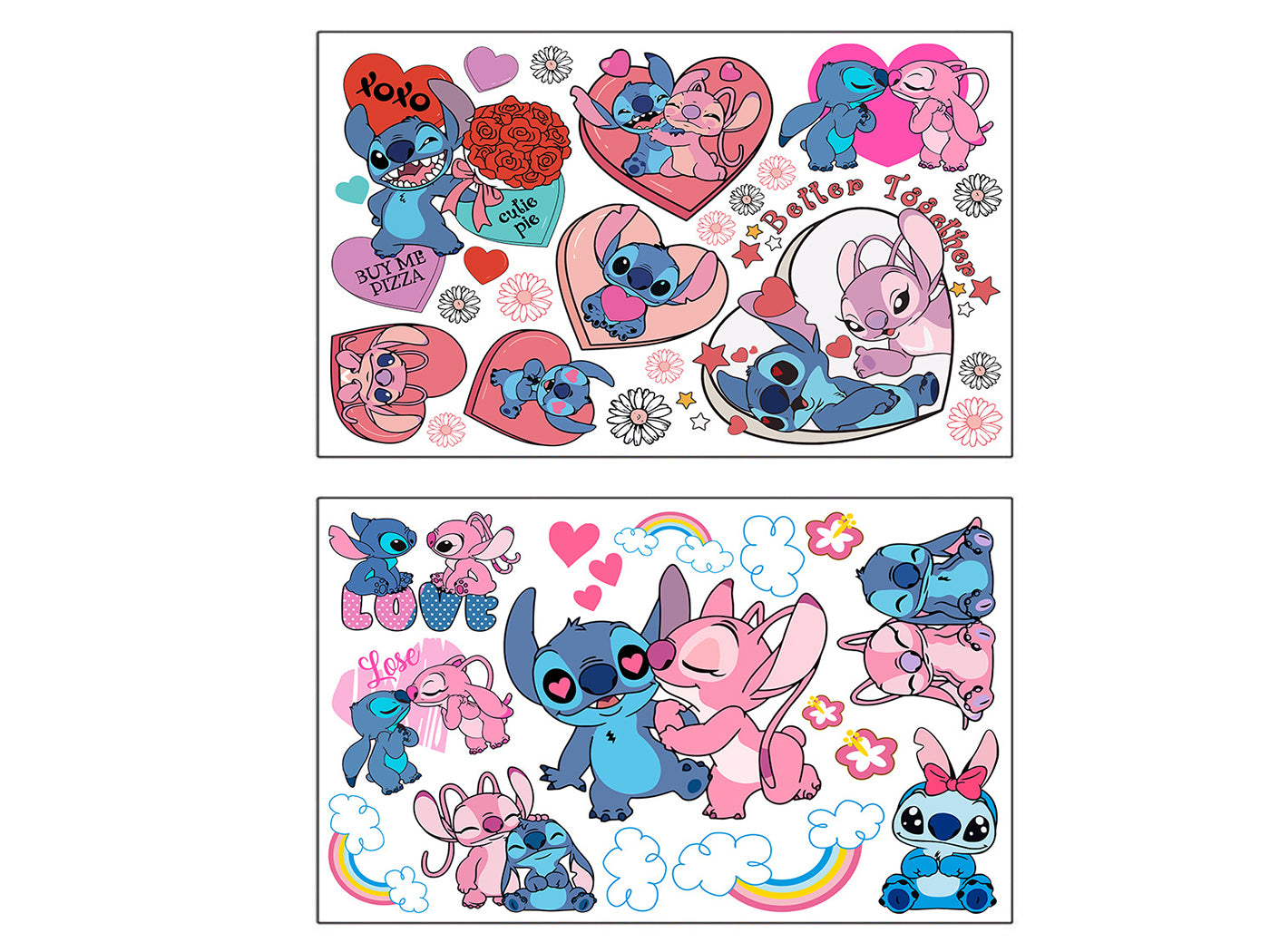 2Pcs Stitch Inspired PVC DIY Removable Wall Stickers