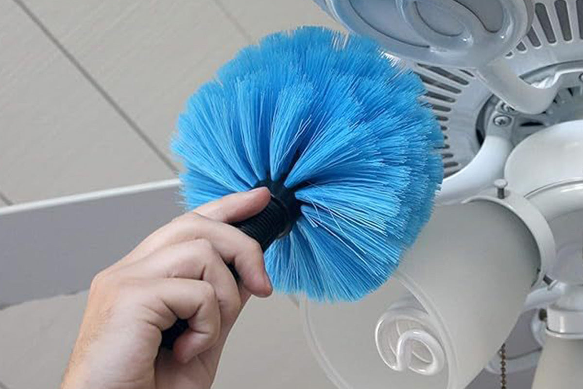 High Reach Blue Cobweb Duster With Extension Pole Spider Web Brush For Outdoor