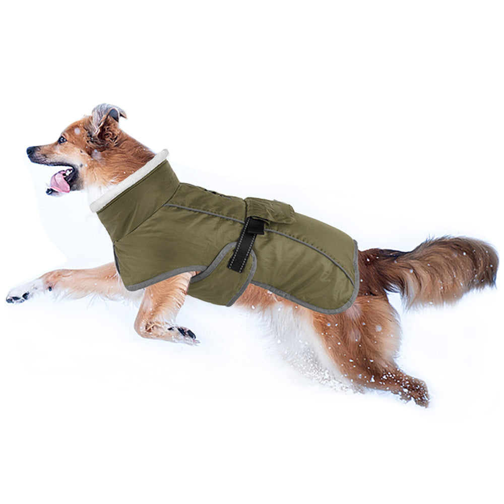 Winter Dog Coat-Waterproof Cold Weather Jacket for Small Large Breeds-Green