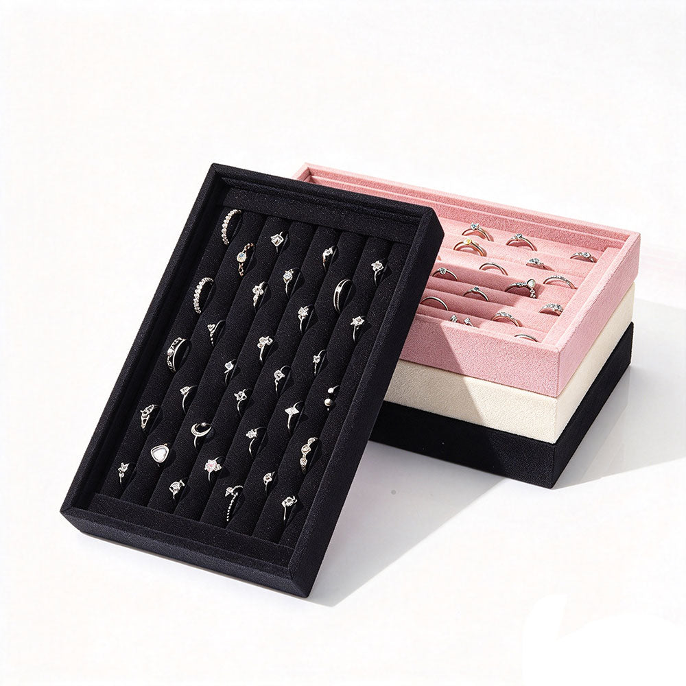 Jewellery Ring Display Organiser Case Tray Holder Earring Storage Box