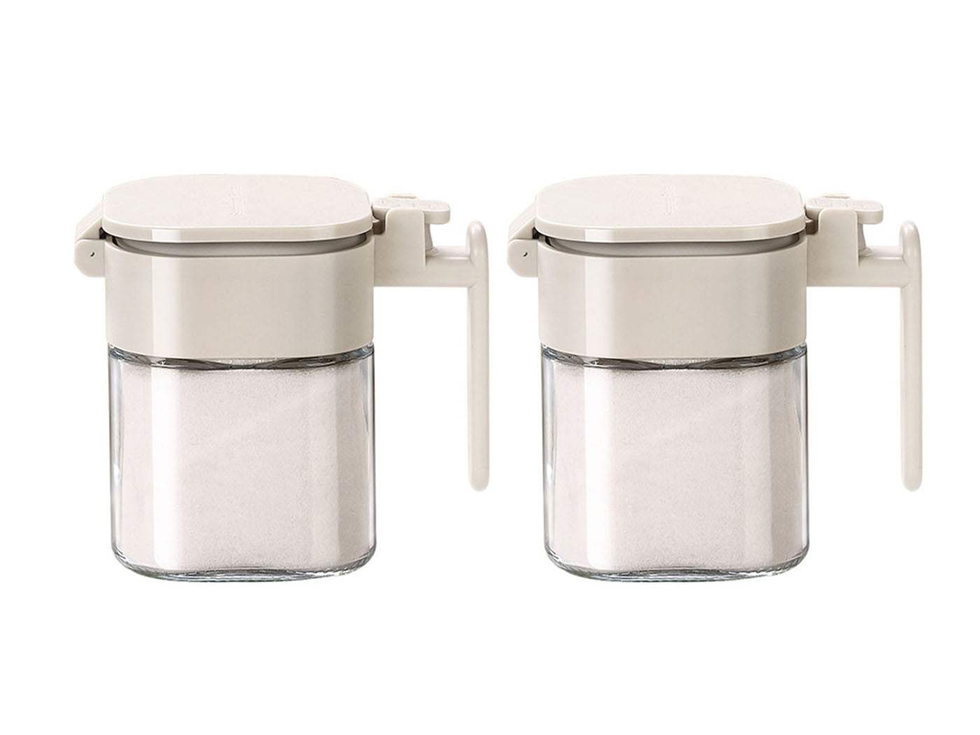 Glass Salt Container with Lid Spoon Condiment Jar Spice Container Seasoning Box