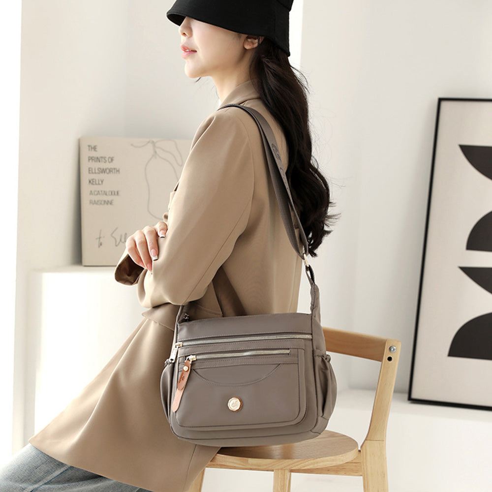 Multi-Pocket Splash-Proof Nylon Crossbody Shoulder Bag