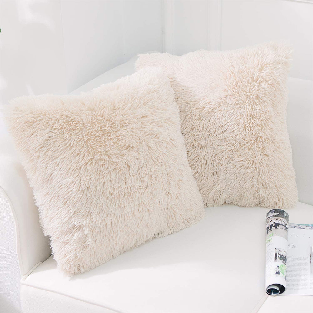 Two-Pack Plush Square Cushion Cases Pillow Covers