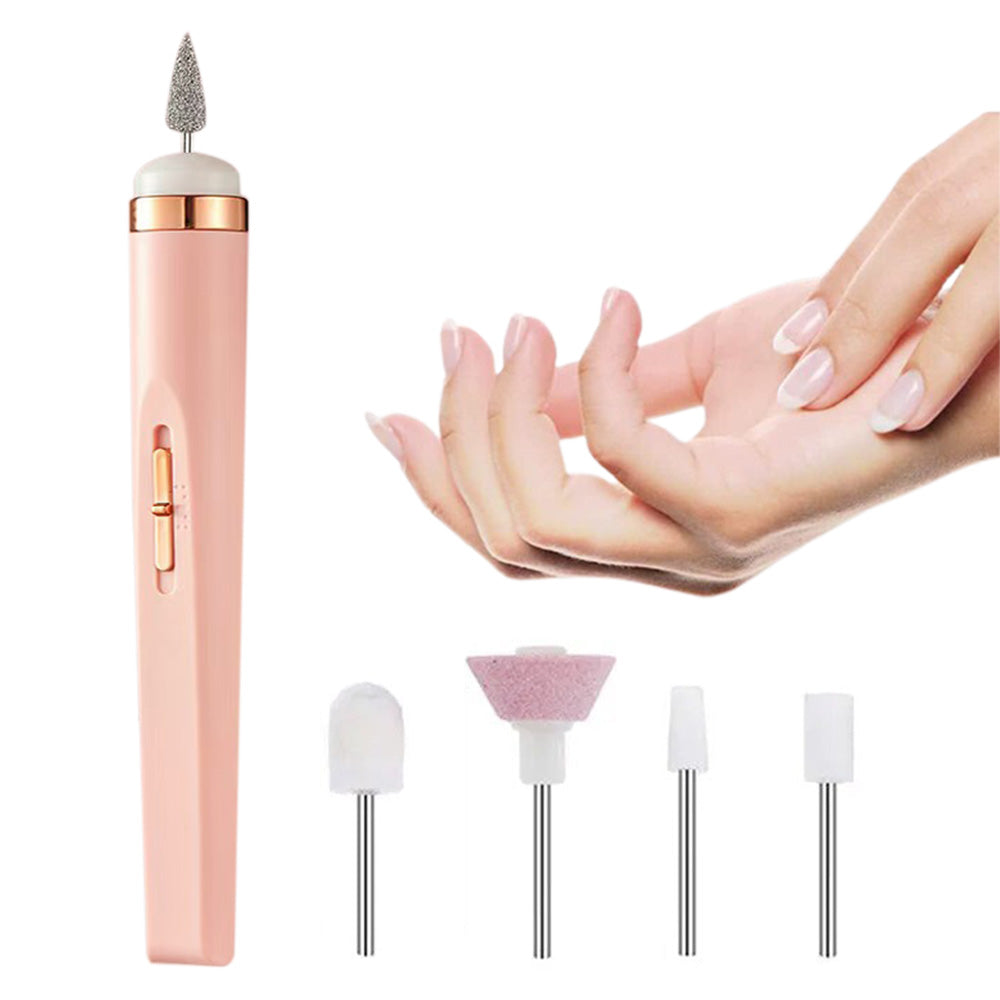 Portable USB Electric Nail File Drill Pen with 5 Grinding Heads