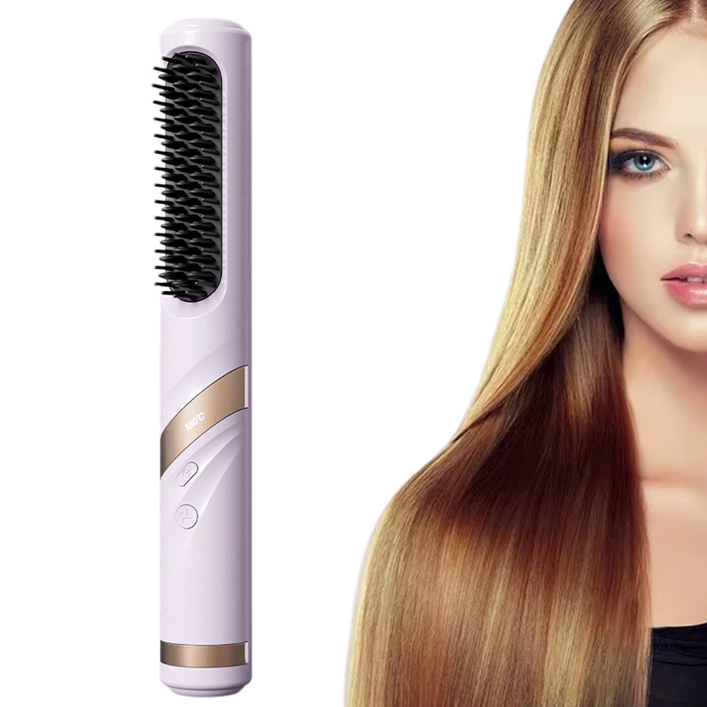 Wireless Hair Straightener Brush with Cool Air Styling Comb