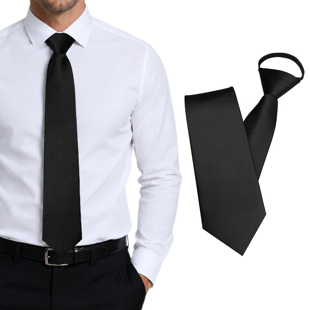 Men Pre-Tied Zip Necktie 8 cm for Wedding Business Formal Wear
