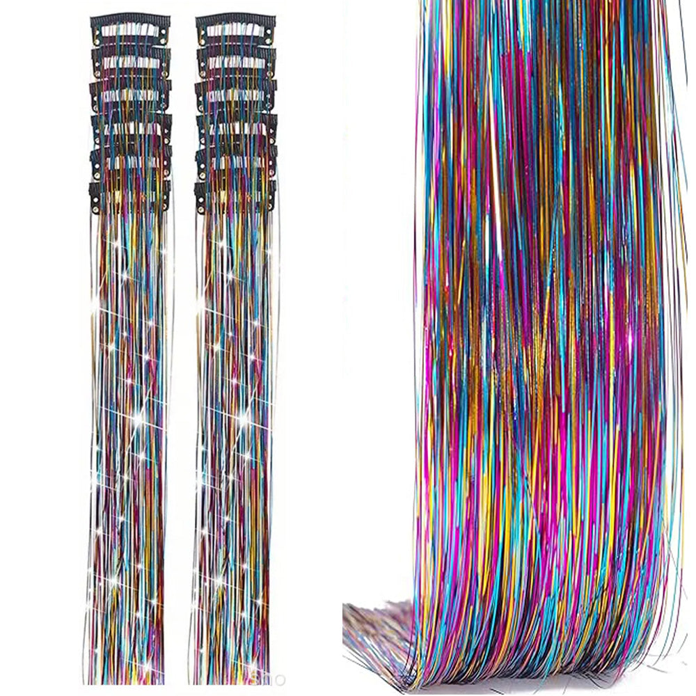 12-Piece Hair Tinsel Clip Kit for Sparkling Hair Extensions