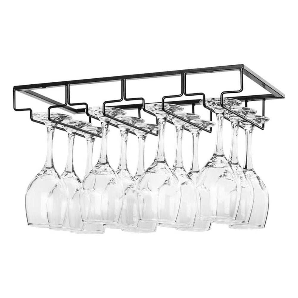 Under Cabinet Wine Glass Rack with 4 Slots for Stemware Storage