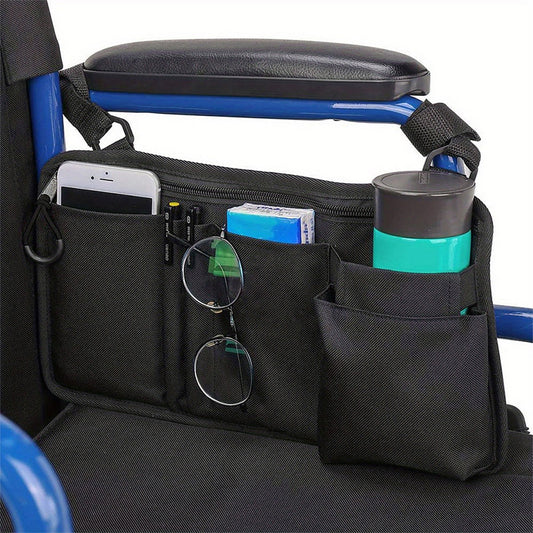 Wheelchair Side Bag With Cup Holder Armrest Storage Bag Wheelchair Armrest Pouch Accessories