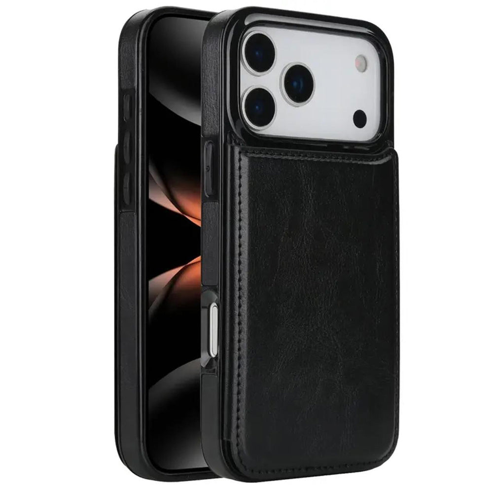 Leather Wallet Case for iPhone 17 Series Double Secure Flip Closure Full Body Drop Defense-Black