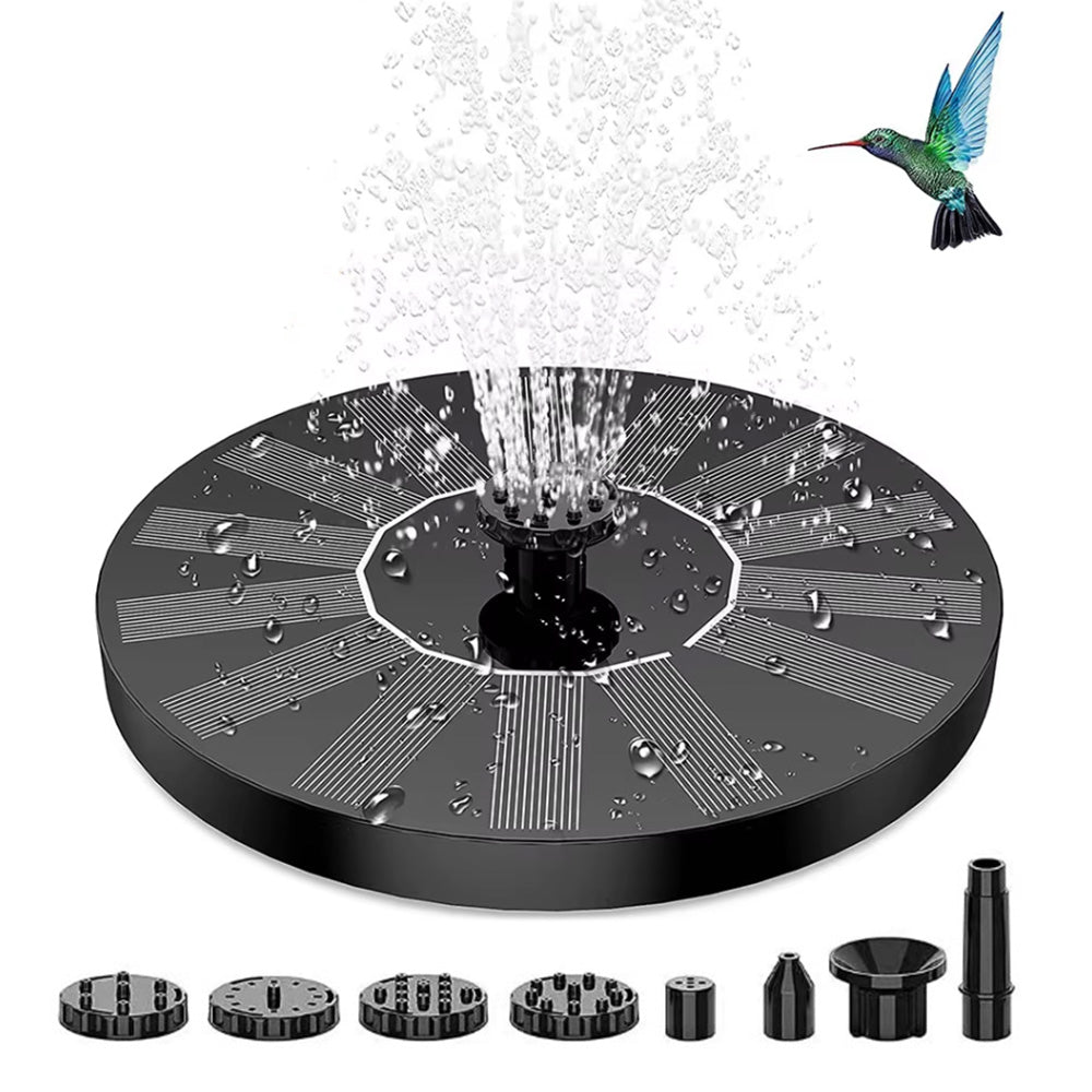 1.5W Solar Powered Bird Bath Fountains with 6 Nozzle Water Feature for Garden Pond
