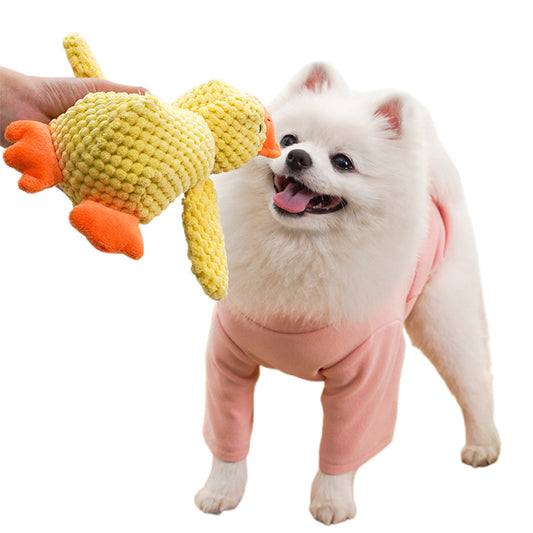 Yellow Stuffed Duck Dog Chew Toys Dogs Teeth Cleaning