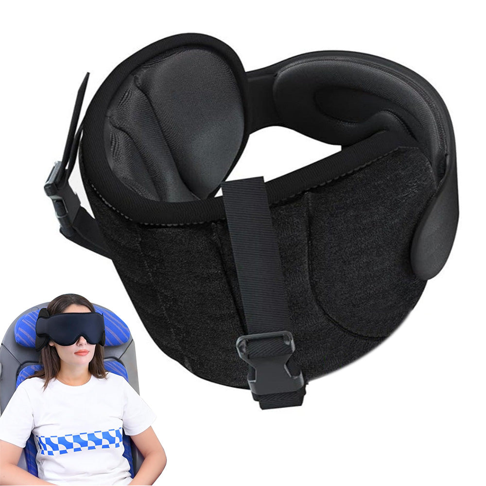 Airplane Travel Pillow with Headrest Fixing Head Strap and Eye Mask