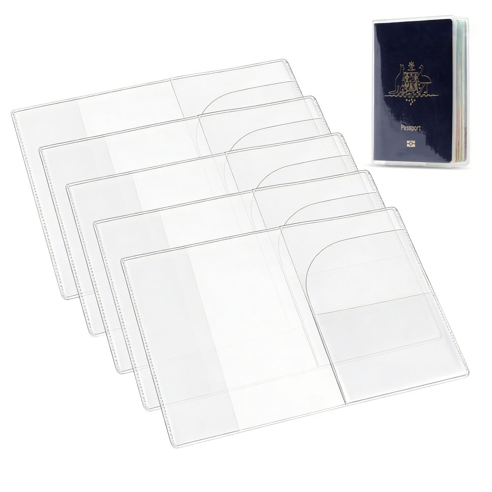 5 Pack Passport Cover Transparent Protector Case with Card Slots