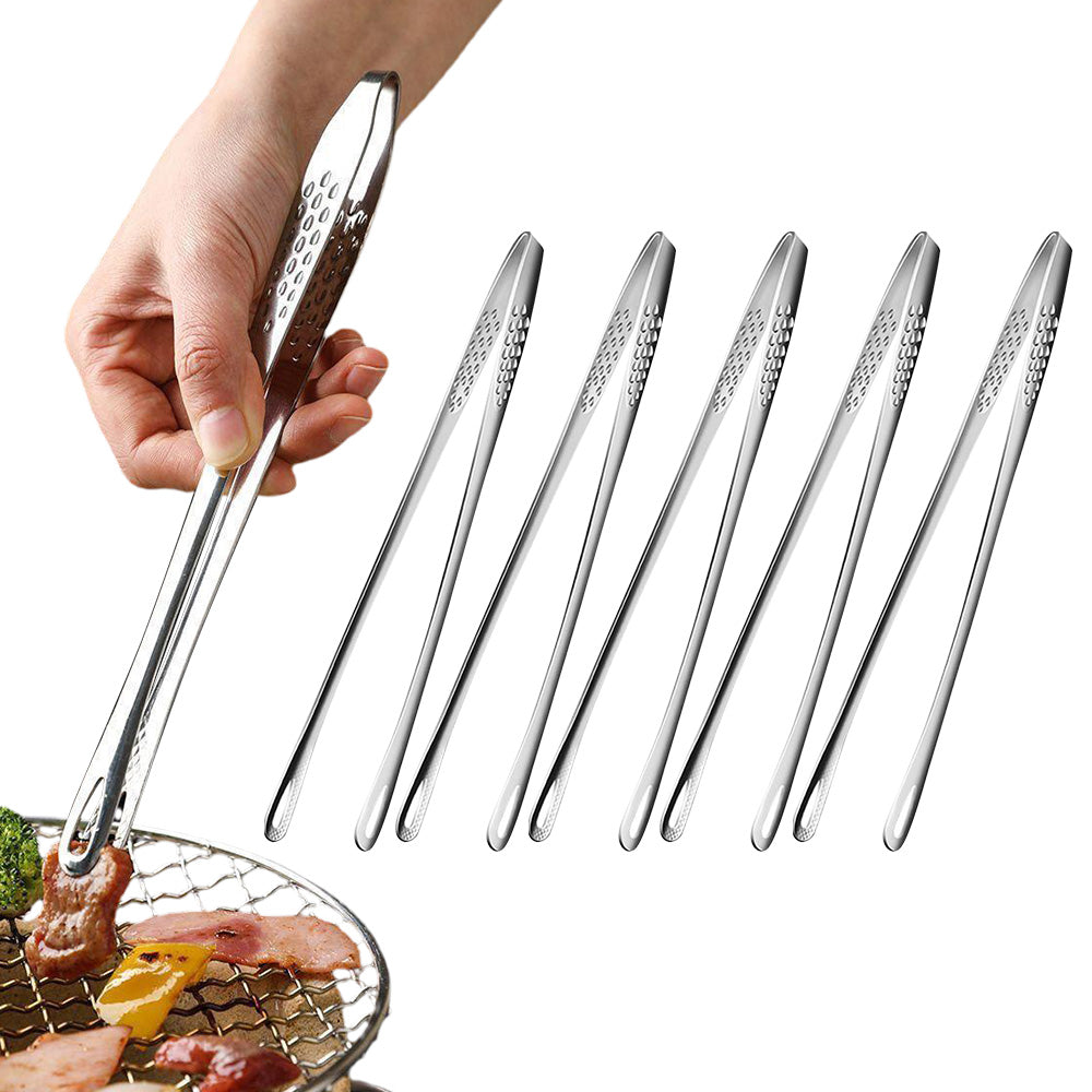 6 Stainless Steel Long Handle Food Tongs Grill Tweezers