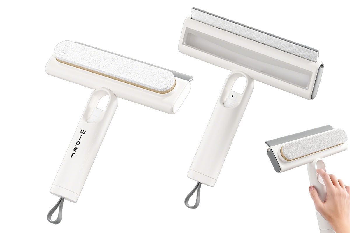 3-in-1 Mirror Spray Squeegee with Water Catchment Reservoir Window Glass Cleaning Tool