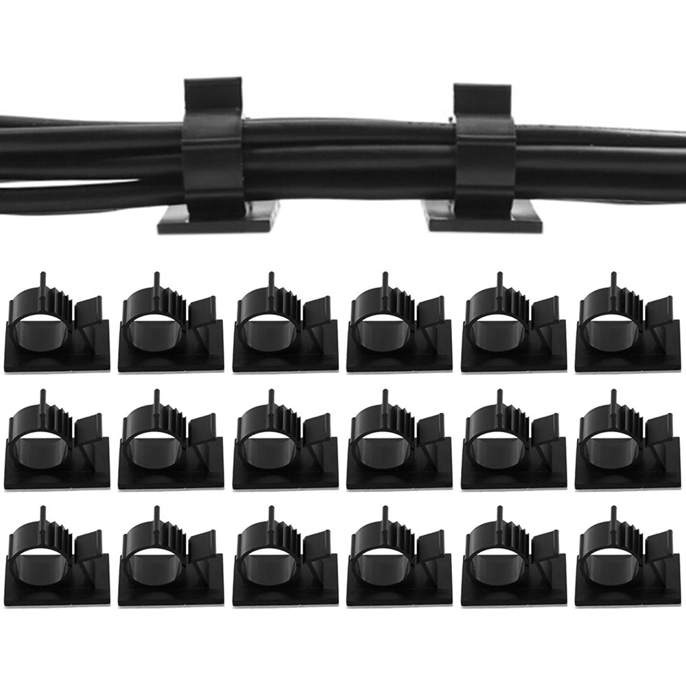 20PCS Adhesive Cord Management Cable Clips Black Wire Holder Organizer Clamp