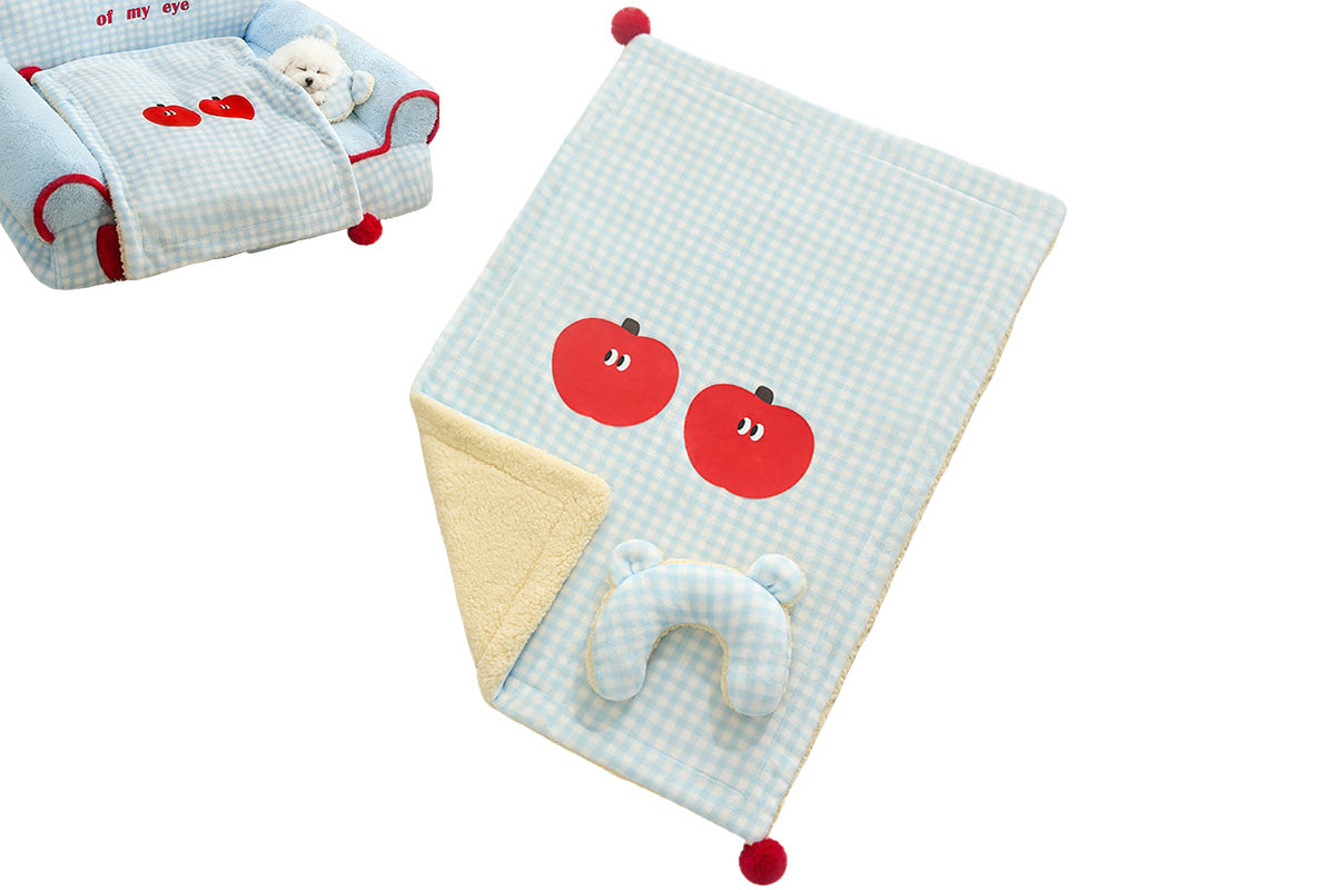 Pet Blanket U-Shaped Pillow Set Sherpa Fleece Warm Pet Throw Blanket Bed Mat for Dog Cat