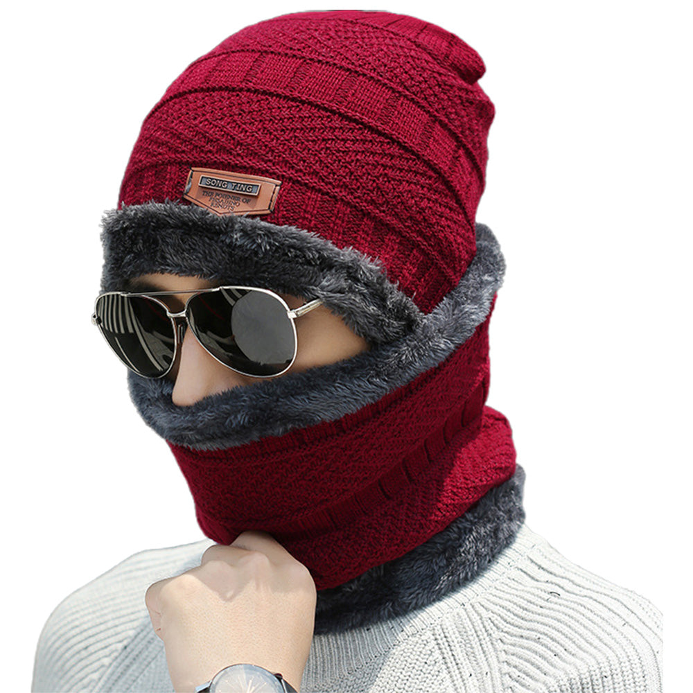 Beanie Hat with Scarf Set Warm Polyester for Men and Women Winter Outdoor Activities