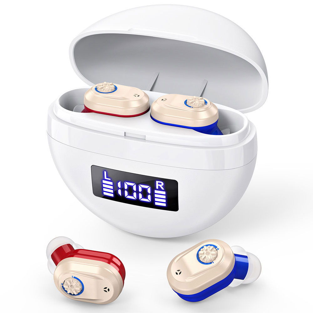 1 Pair Invisible Digital Hearing Aids Rechargeable Mini Sound Enhancer Amplifier