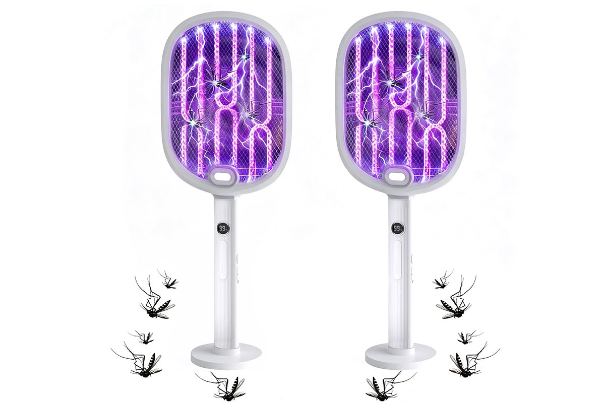 Electric Mosquito Swatter with Digital Display and White Light Flashlight Fly Killer Bug Zapper Racket Bug Zapper