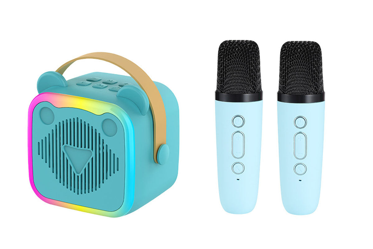 Bluetooth Karaoke Machine with 2 Wireless Microphones Disco Party Lights Voice Changer