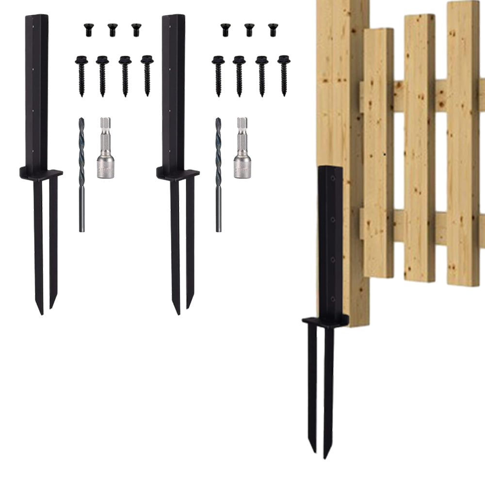 2Pcs Fence Post Repair Kit Heavy Duty H Design Fence Post Anchor Ground Stakes