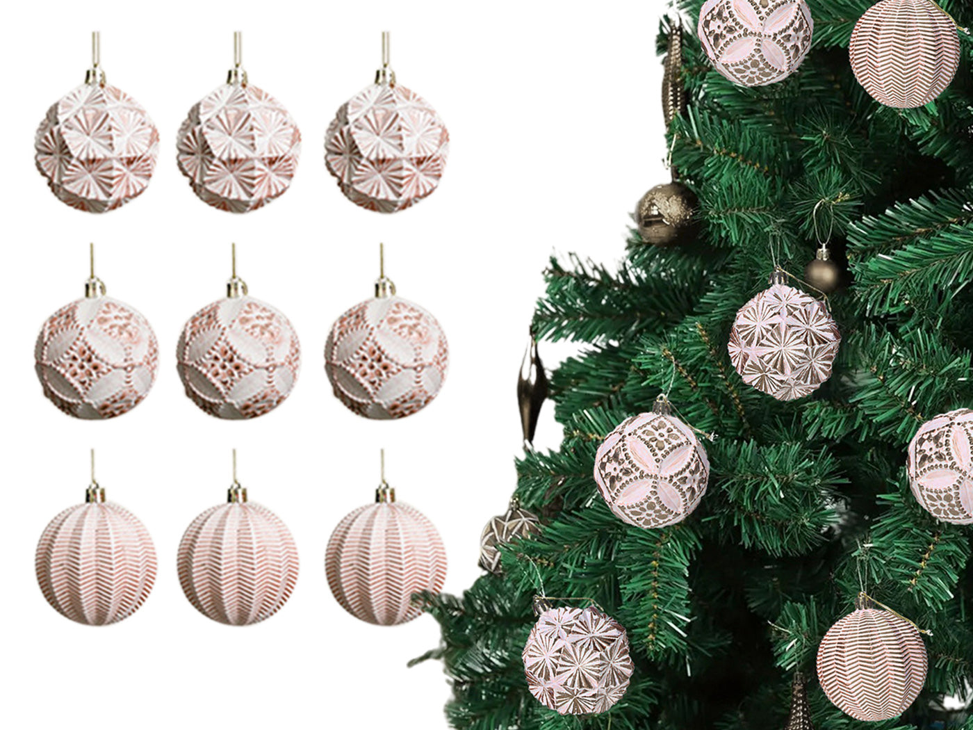 9pcs Christmas Ball Ornaments for Xmas Tree Hanging Ball Ornament Decorations