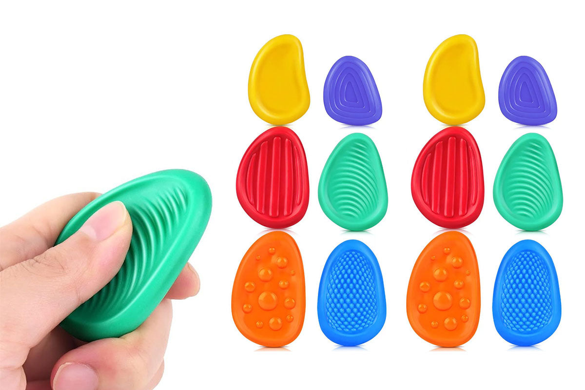 6Pcs Silicone Fidget Toy Sensory Stone Textured Worry Stone Adults Stress Relief Toy