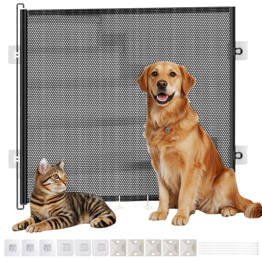 Retractable Mesh Pet Barrier Dog Gates Safety Fence For Stair Doorways Hallways