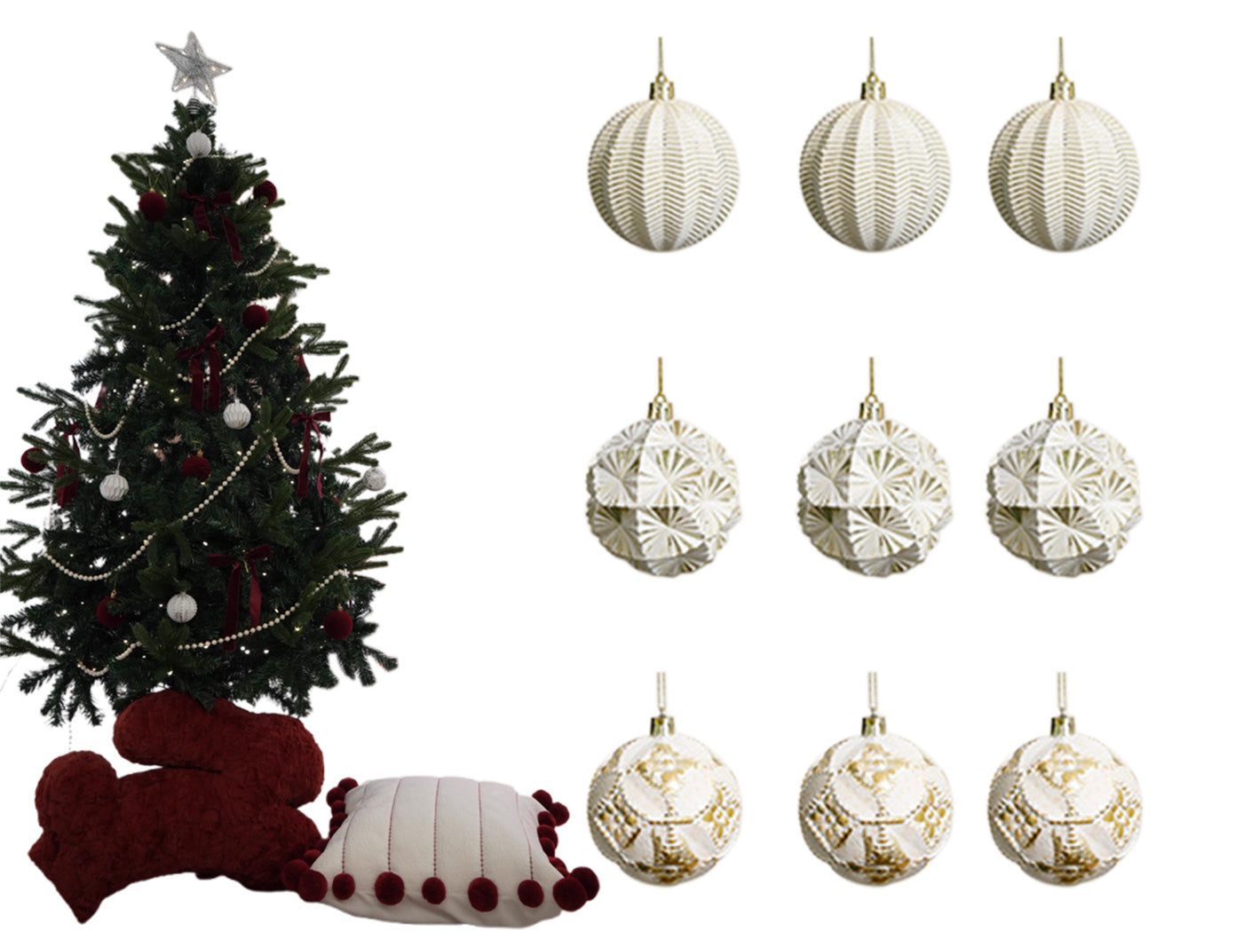 9pcs Christmas Ball Ornaments for Xmas Tree Hanging Ball Ornament Decorations