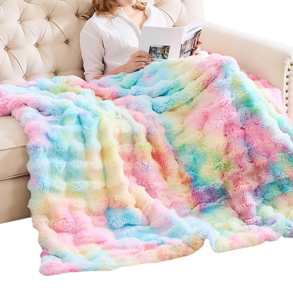 Bubble Tie Dye Throw Blanket Soft Cozy Microfiber Lightweight Warm for Couch-Multicolour