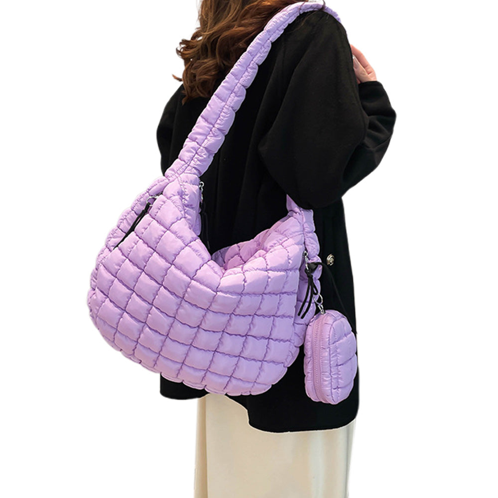 Puffer Tote Bag Quilted Puffy Crossbody Carryall Handbag