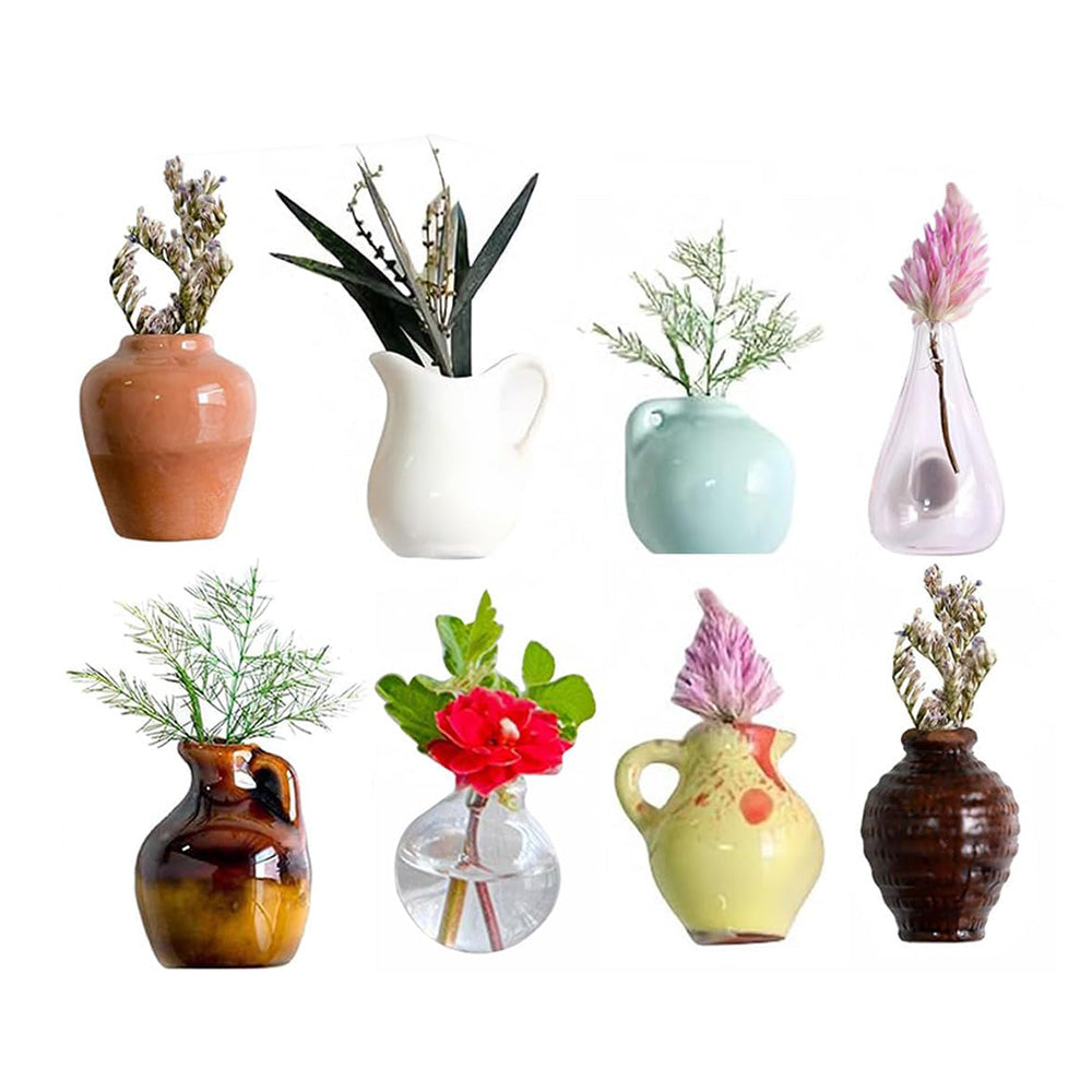8PCS Mini 3D Ceramic Vase Fridge Magnets