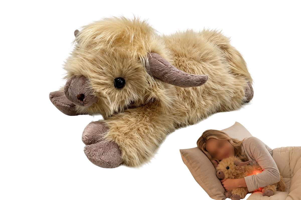 Adults Highland Cow Calming Weighted Plush with Microwave Heat Pack Stuffed Animal