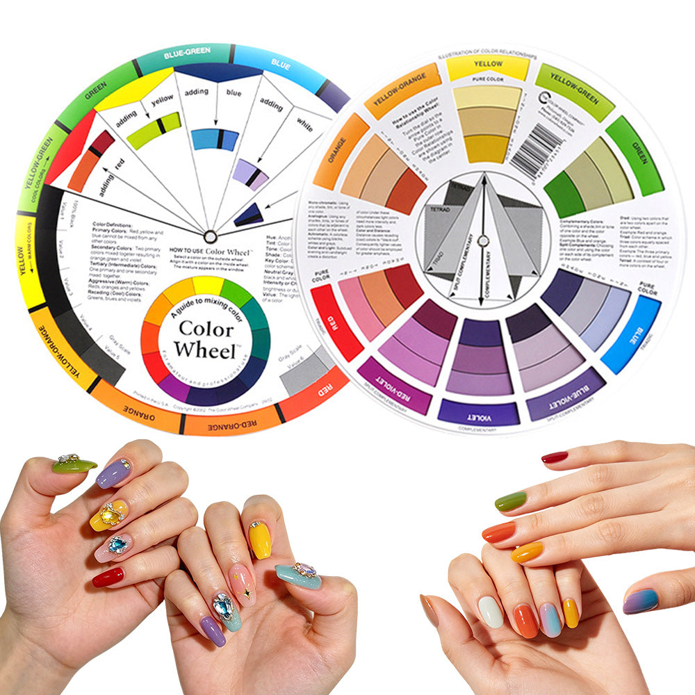 2Pcs Rotating Mixing Guide Color Wheel for Nail Art and Painting