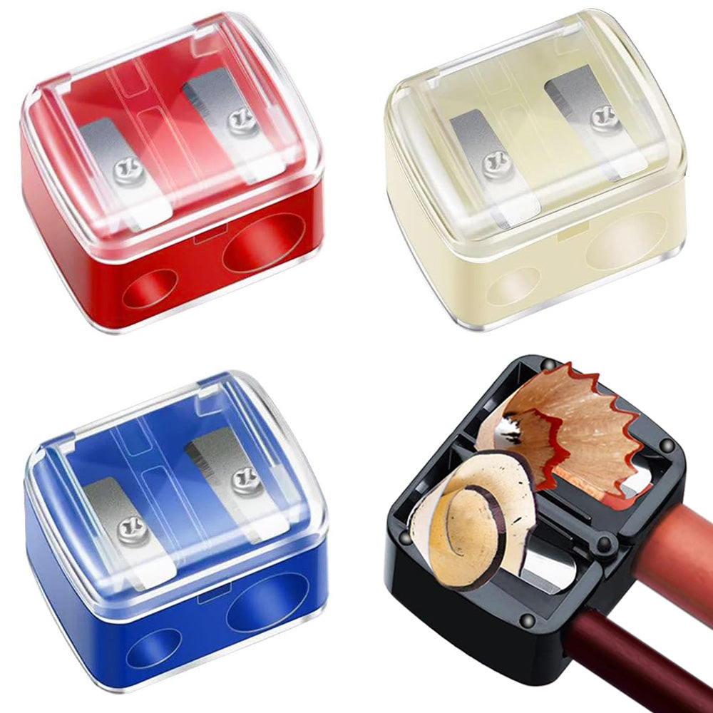 4 Pcs Dual-Hole Makeup Pencil Sharpeners with Clear Caps