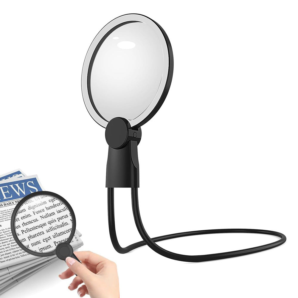 3 in 1 Magnifying Glass with Light Rechargeable Neck Mount for Reading