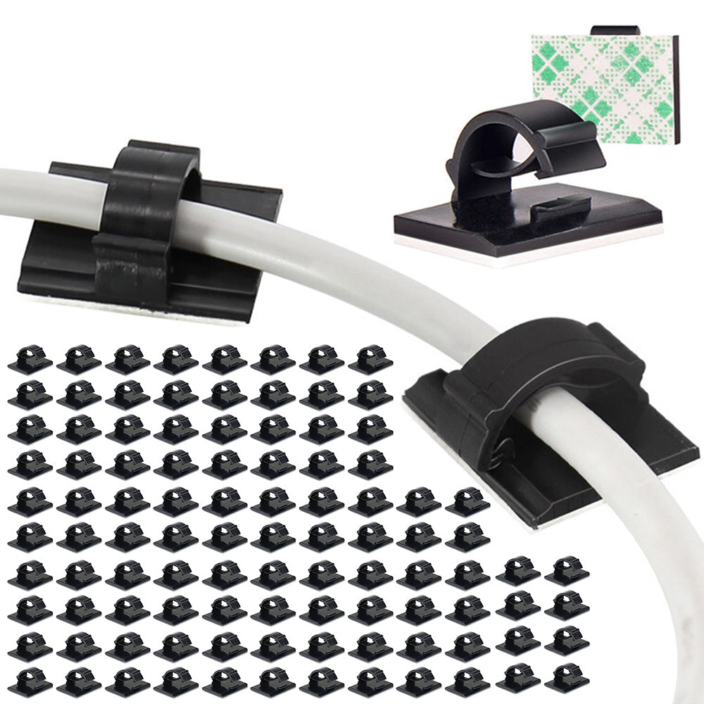 100 Pack Self Adhesive Cable Tie Clips for Desks and Walls