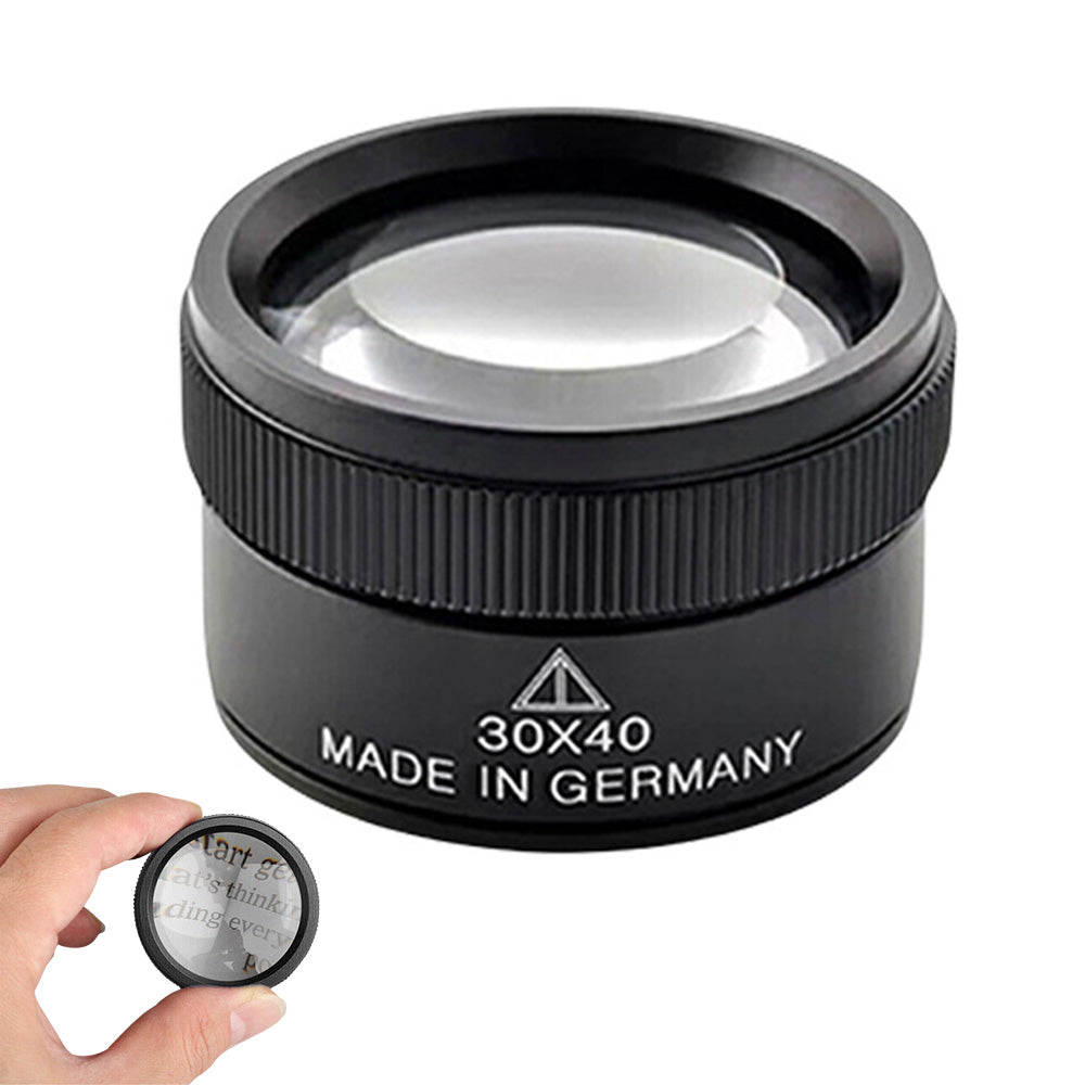 30X Magnifying Glass Optical Lens for Jewelry Coin Inspection Black