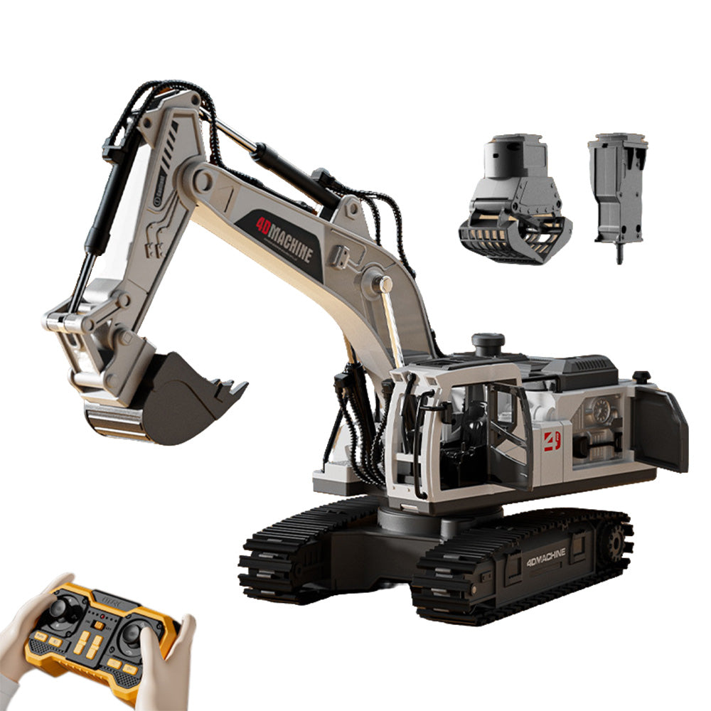 3-in-1 RC Excavator Toy 2.4G Remote Control Digger with 3 Work Heads