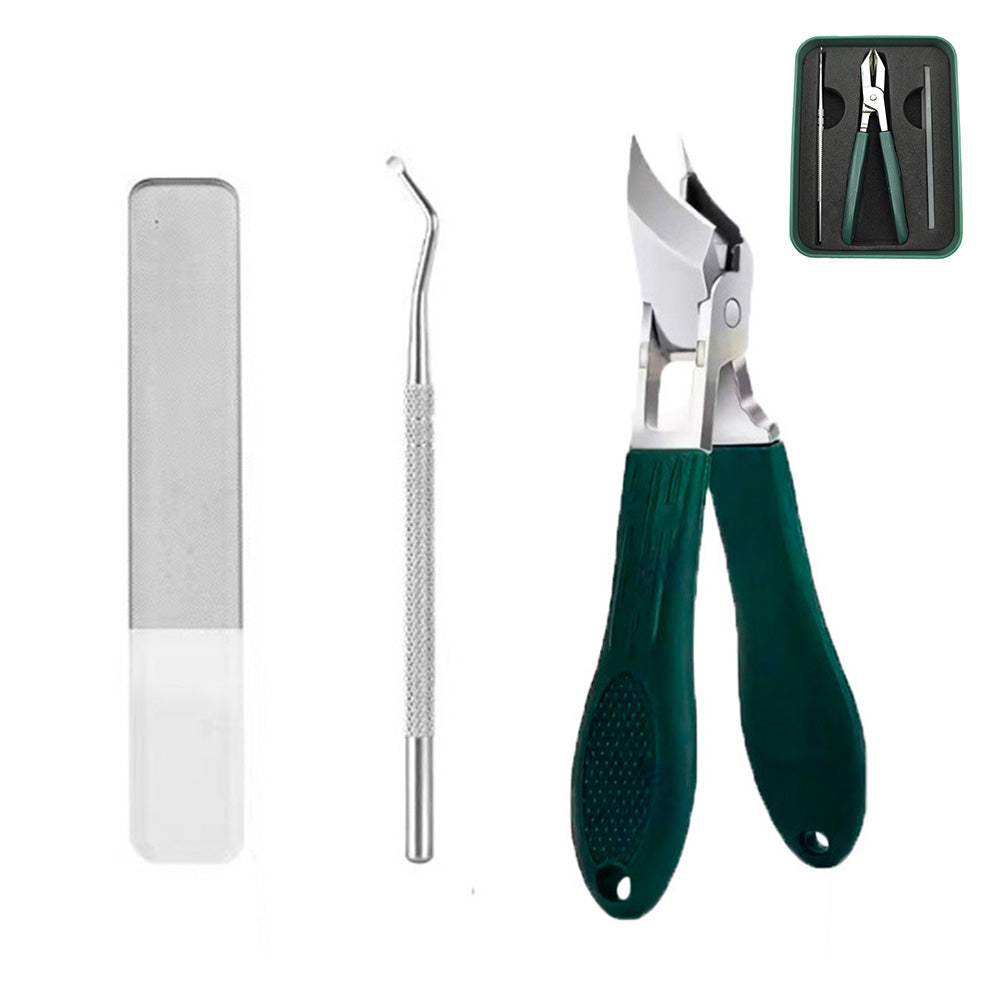 3 Piece Slanted Nail Clipper Set with File and Cleaner Tool