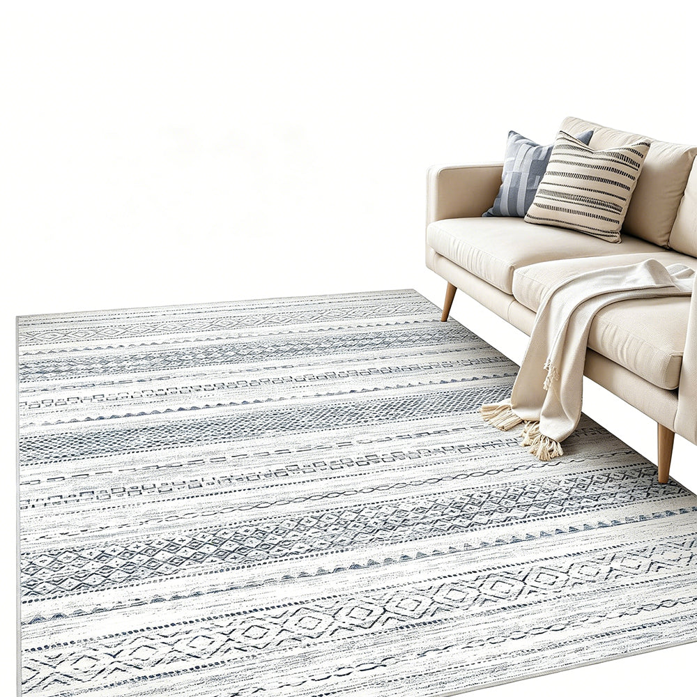 Bohemian Rug Crystal Velvet Machine Washable Non-Slip Scratch-Proof for Living Room Bedroom Dining Room-Blue