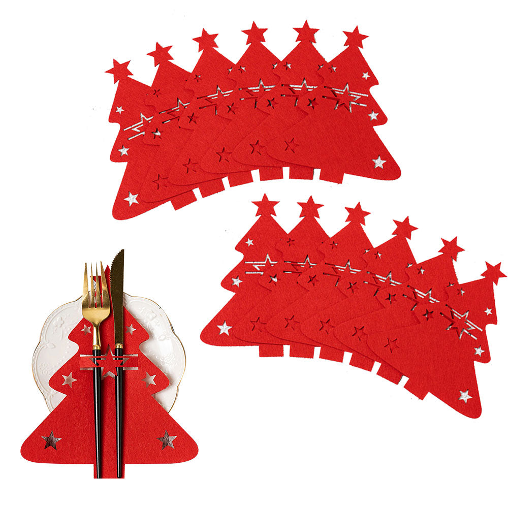 24Pcs Cutlery Bag Table Decoration Christmas Knife Fork Holder Tableware Organizer
